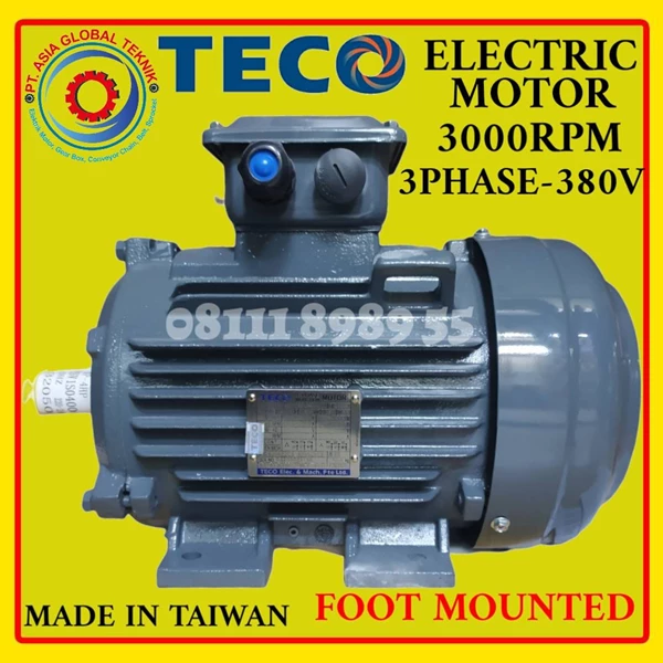 TECO AESV1S 0.75KW 1HP-3PHASE 2POLE B3 FOOT MOUNTED ELECTRIC MOTOR