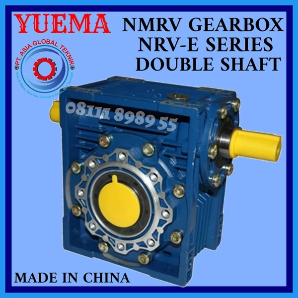 GEARBOX NMRV 063 DOUBLE SHAFT RATIO 1:40 -1:100 YUEMA ORIGINAL