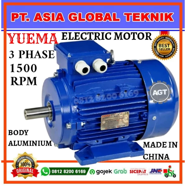 YUEMA ELECTRIC MOTOR SA-0.25KW/0.37HP-3PHASE-380V-1450RPM-B3- ALUMUNIUM