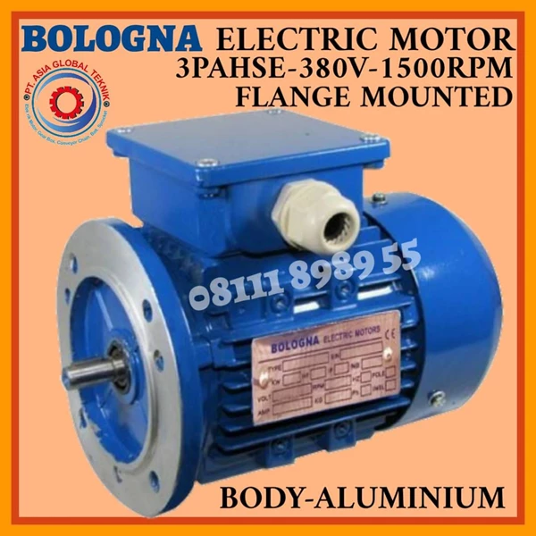 BOLOGNA ELECTRIC MOTOR 3 PHASE 1.5HP/1.1KW/4POLE/B5 FLANGE MOUNTED