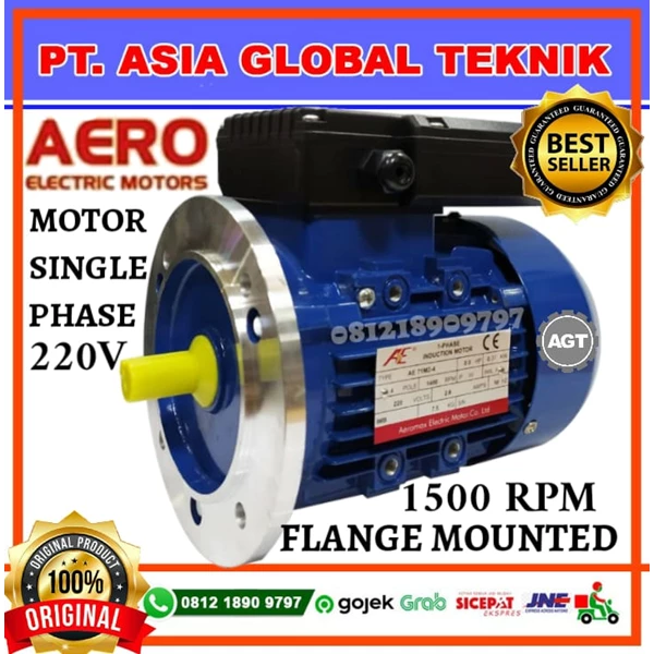 AERO ELECTRIC MOTOR SINGLE PHASE 0.33HP/0.25KW/4POLE/220V/B5