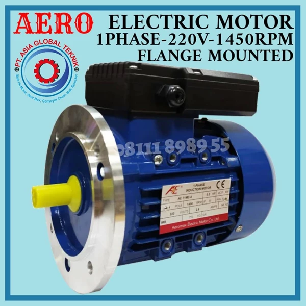 AERO ELECTRIC MOTOR SINGLE PHASE 0.33HP/0.25KW/4POLE/220V/B5