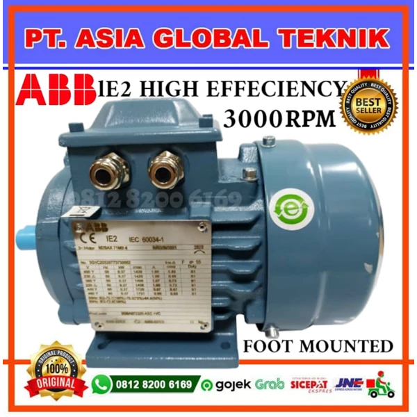 M2BAX71MA2 0.37KW-0.5HP 3000RPM ABB ELECTRIC MOTOR 3 PHASE IE2 HIGH EFFICIENCY