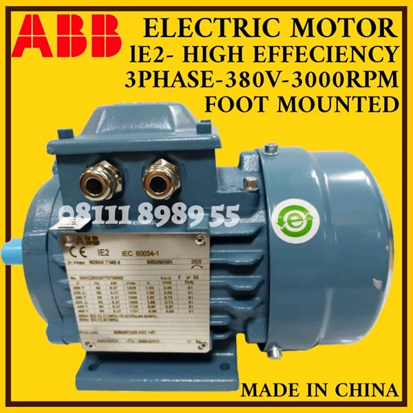 Electric Motor ABB 3 PHASE IE2 High Efficiency M2BAX90SA2 1.5KW-2HP 3000RPM  